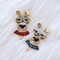 Wrapables Vintage Crystal Rhinestone Rabbit with Glasses and Skirt Brooch Pin, Blue